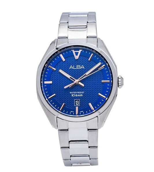Alba AS9K73X1 Analog Quartz Men’s Watch with Blue Dial & Stainless Steel Strap
