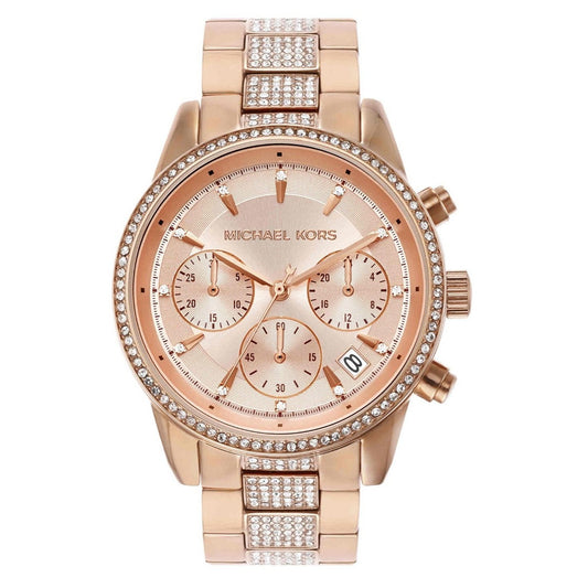 Michael Kors MK6485I Women Quartz Rose Gold Dial Stainless Steel Chronograph Watch