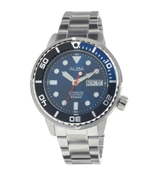 Alba AL4245X1 Analog Automatic Men’s Watch with Blue Dial & Silver Stainless Steel Strap