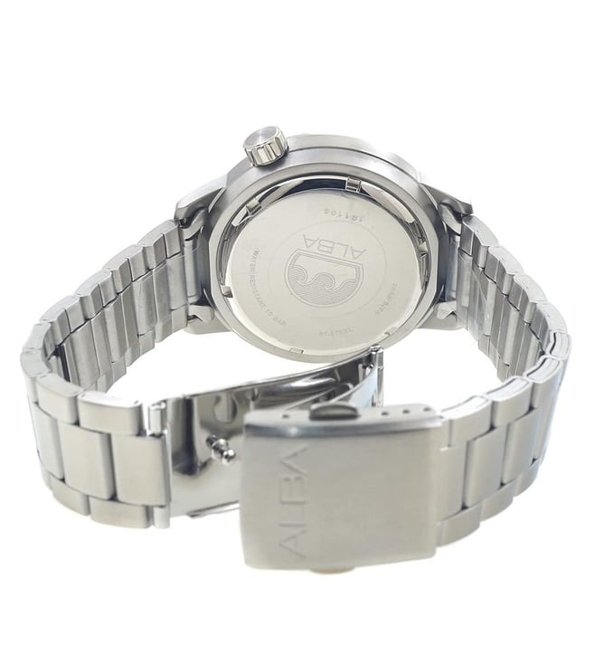 Alba AL4245X1 Analog Automatic Men’s Watch with Blue Dial & Silver Stainless Steel Strap