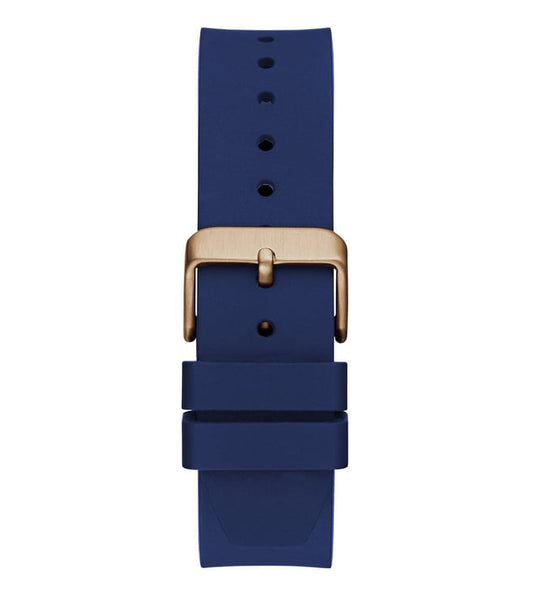Guess GW0663G3 Analog Quartz Men Blue Dial Rose Gold Tone Case Blue Silicone Strap Watch