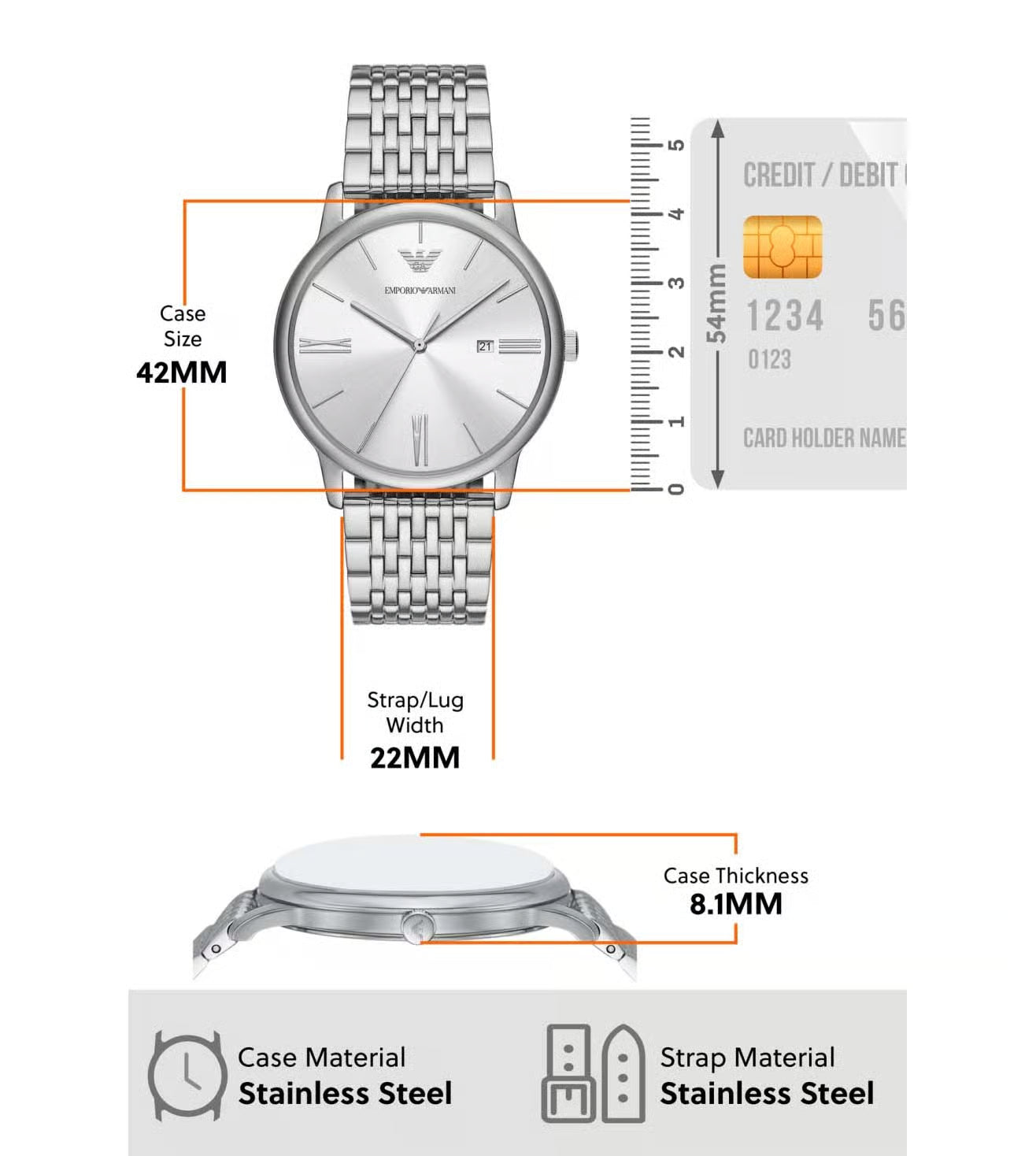 Emporio Armani AR11599 Men's Analog Quartz Stainless Steel Watch