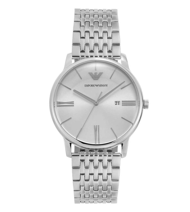 Emporio Armani AR11599 Minimalist Men's Silver Dial Stainless Steel Analog Watch
