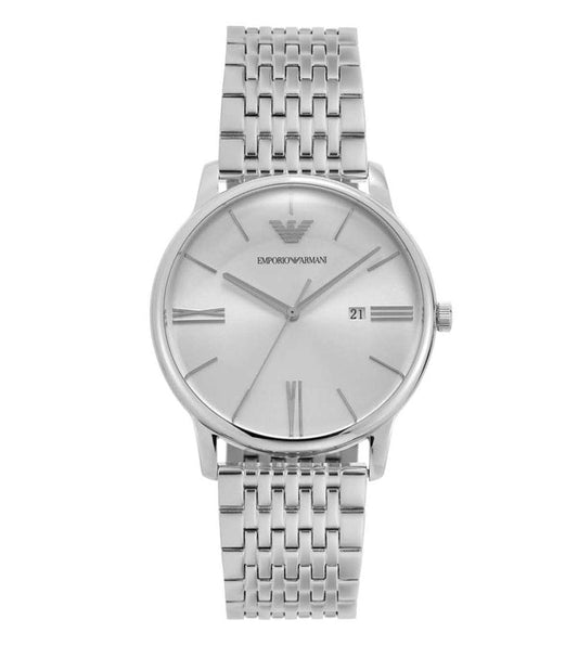Emporio Armani AR11599 Minimalist Men's Silver Dial Stainless Steel Analog Watch