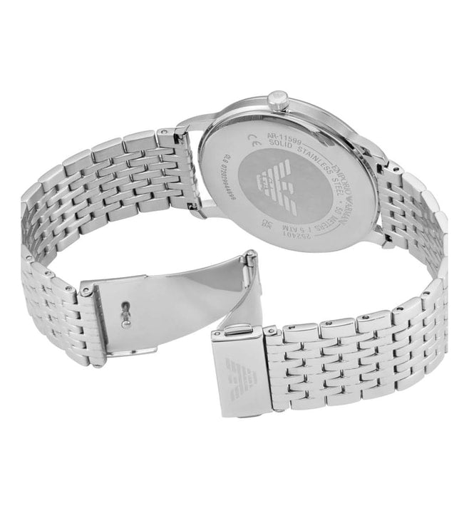 Emporio Armani AR11599 Minimalist Men's Silver Dial Stainless Steel Analog Watch