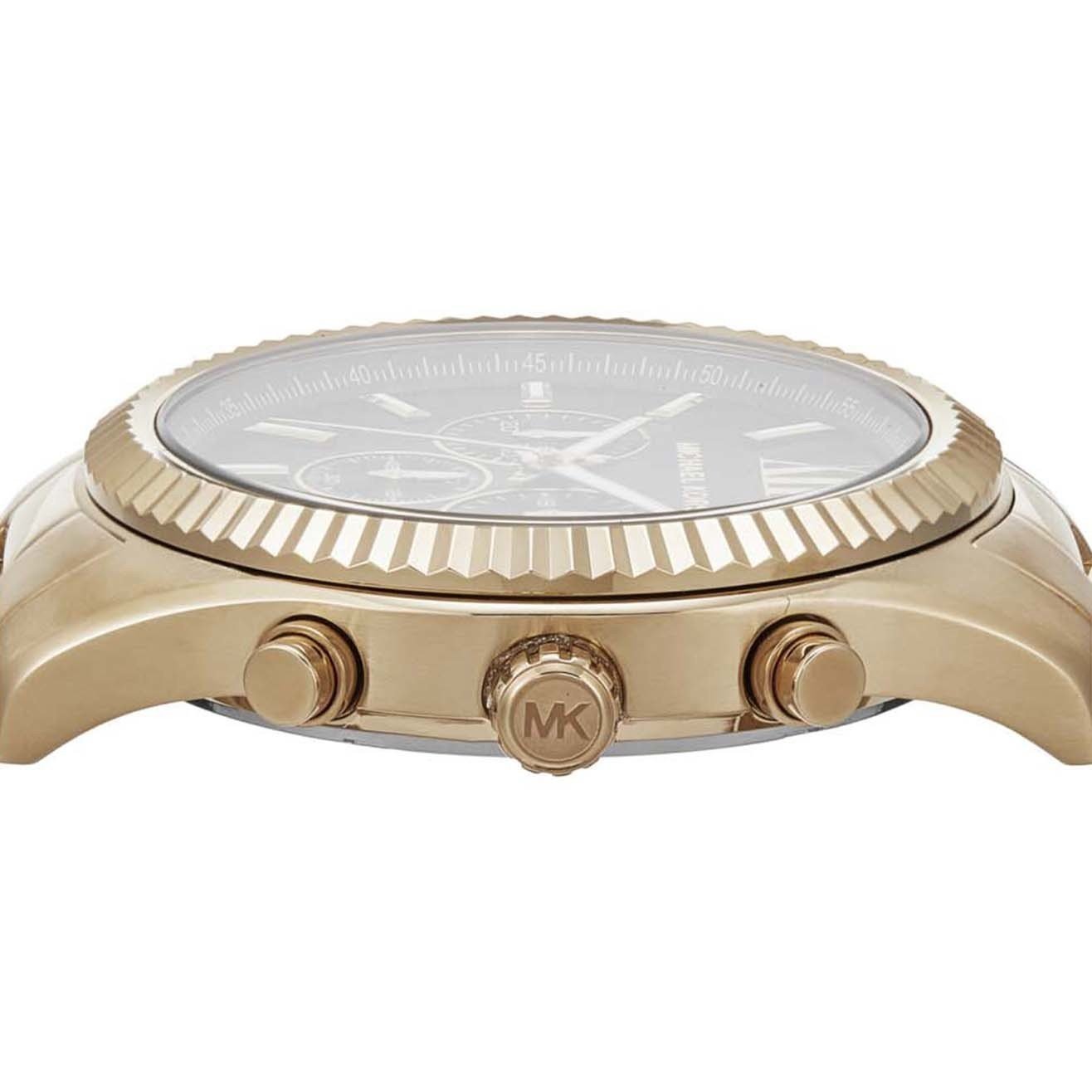 Michael Kors MK9155I Men Quartz Black Dial Beige Gold-Tone Stainless Steel Chronograph Watch