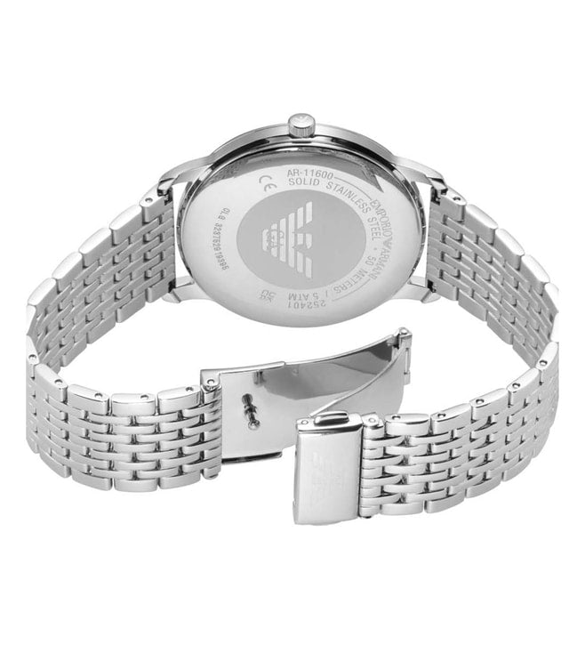 Emporio Armani AR11600 Minimalist Men's Black Dial Silver Stainless Steel Analog Watch