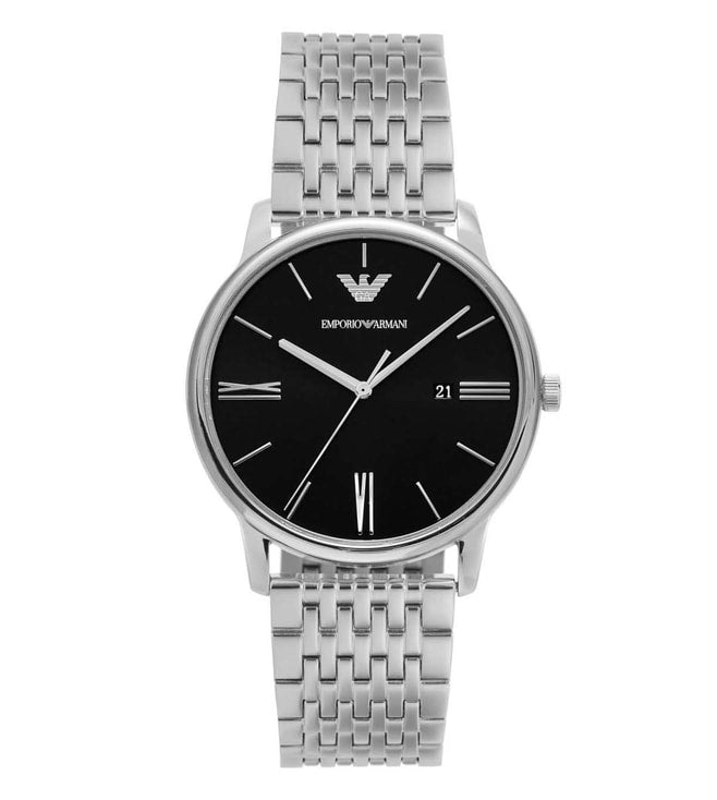 Emporio Armani AR11600 Minimalist Men's Black Dial Silver Stainless Steel Analog Watch