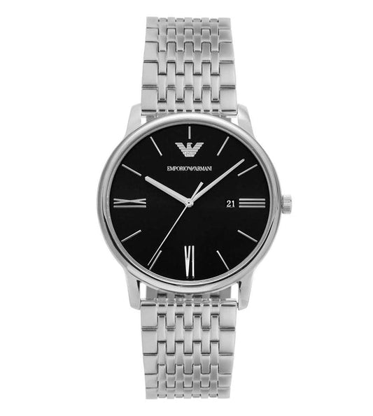 Emporio Armani AR11600 Minimalist Men's Black Dial Silver Stainless Steel Analog Watch