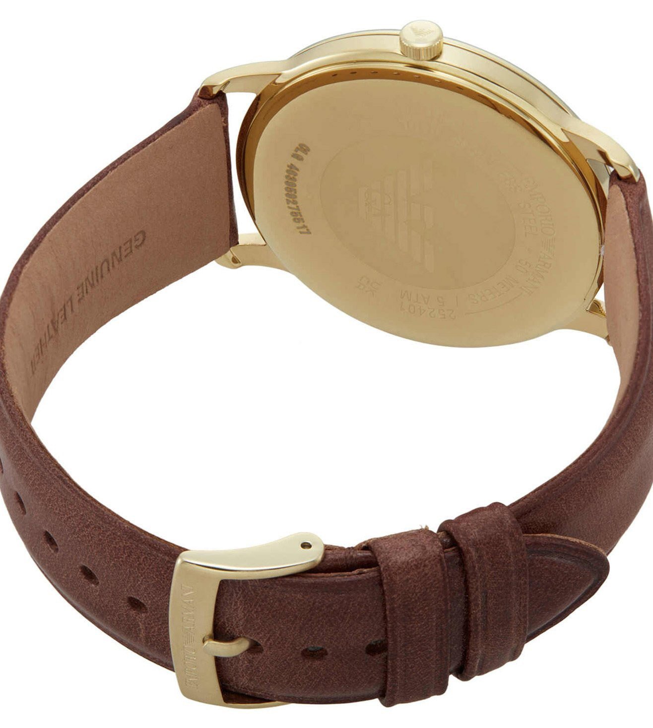 Emporio Armani AR11610I Minimalist Men's Cream Dial Brown Leather Analog Watch