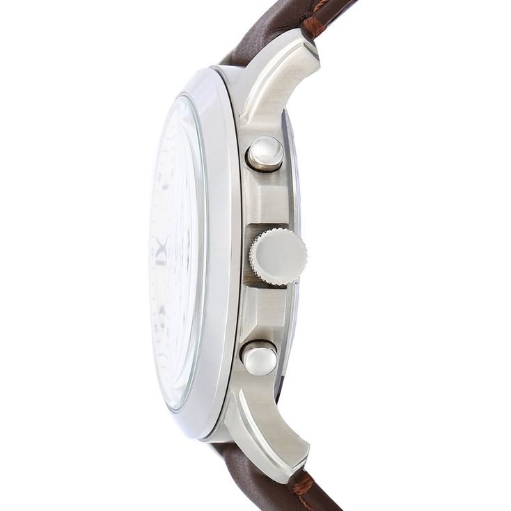 Fossil FS4735IE Men's Quartz Chronograph Watch Cream Dial Brown Leather Strap