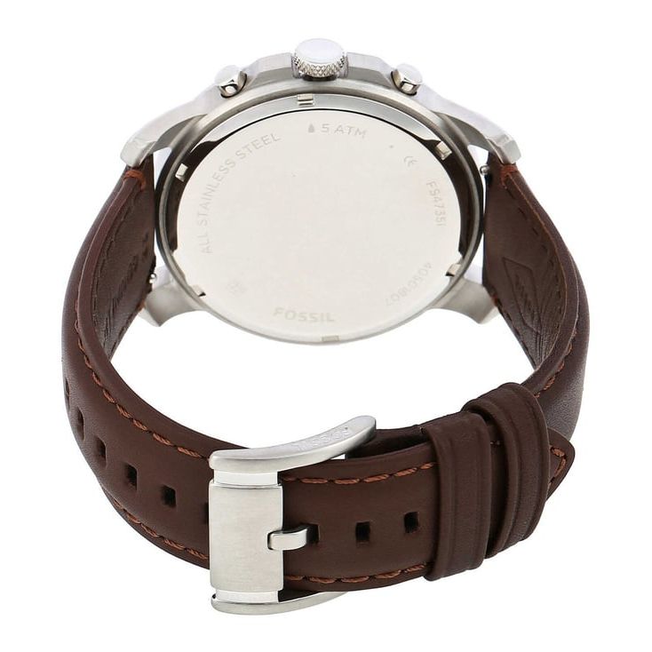 Fossil FS4735IE Men's Quartz Chronograph Watch Cream Dial Brown Leather Strap