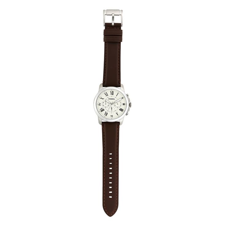 Fossil FS4735IE Men's Quartz Chronograph Watch Cream Dial Brown Leather Strap