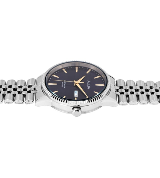 Alba AL4237X1 Automatic Men’s Watch with Blue Dial & Silver Stainless Steel Strap
