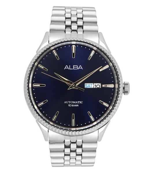 Alba AL4237X1 Automatic Men’s Watch with Blue Dial & Silver Stainless Steel Strap