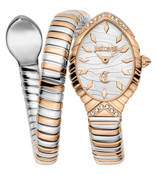 Just Cavalli JC1L322M0065 Women Quartz Silver Dial Rose Gold Stainless Steel Snake Watch