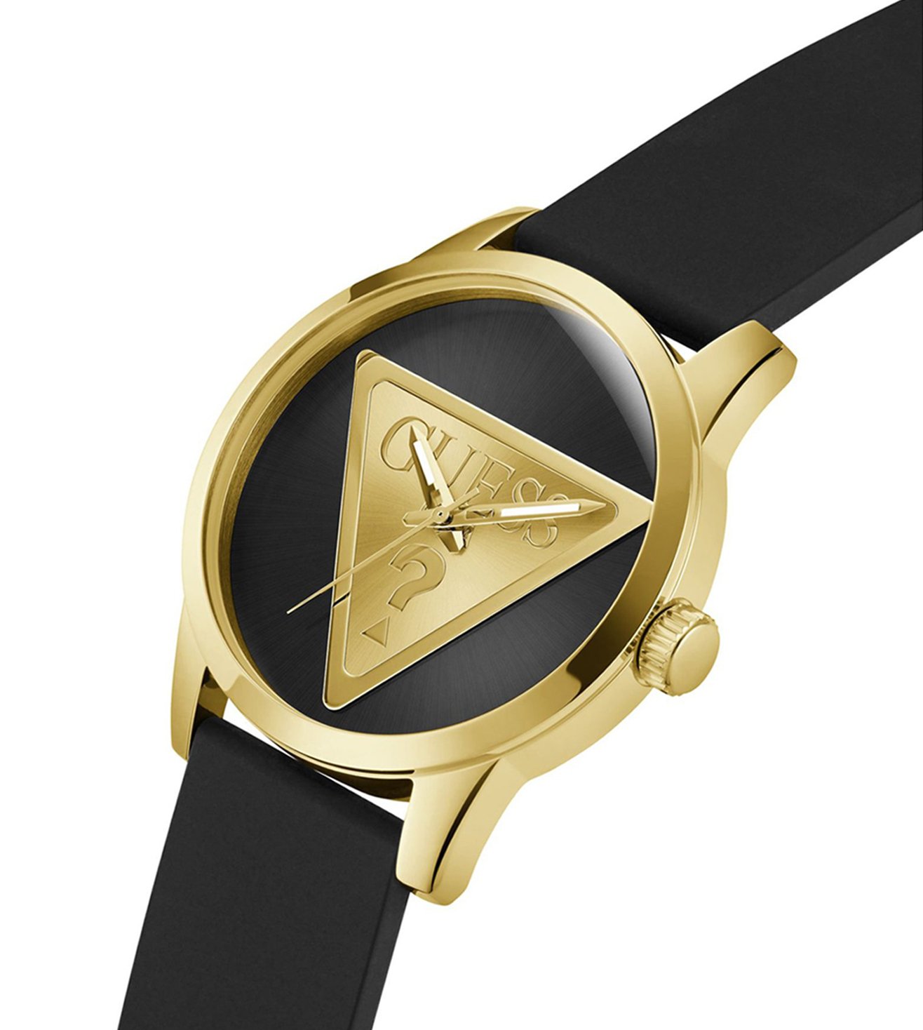 GUESS GW0781G4 Quartz Men’s Badge Black & Gold-Tone Analog Watch with Black Silicone Strap