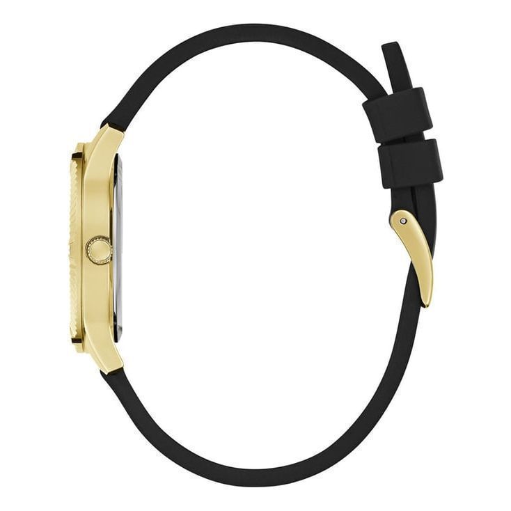 GUESS GW0766L3 Quartz Women’s Starstruck Gold-Tone Analog Watch with Green Dial & Black Silicone Strap
