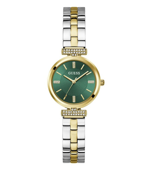 GUESS GW0927L2 Veda Women's Quartz Analog Watch Green Sunray Dial Gold-Tone Stainless Steel Bracelet