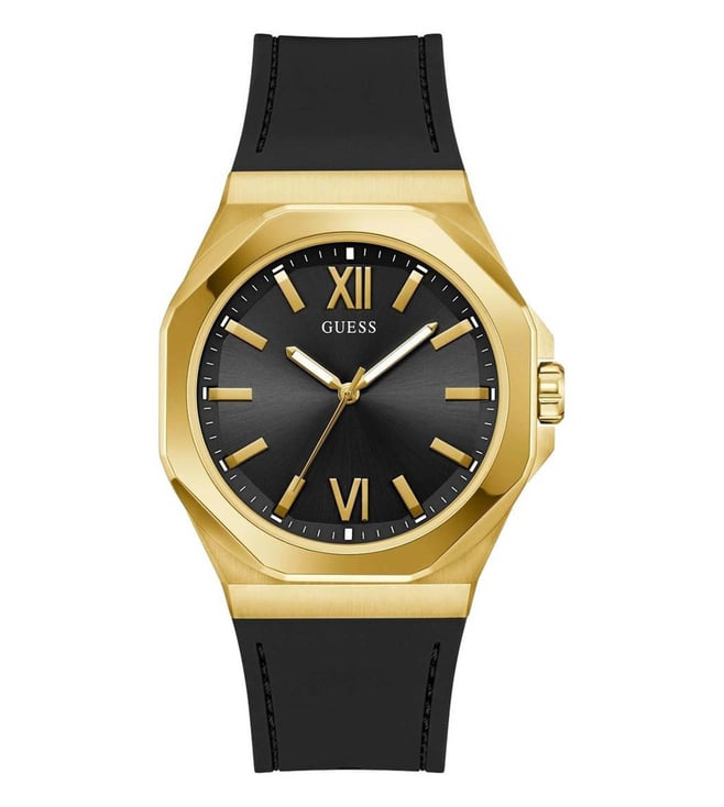 GUESS GW0850G2 Emperor Men's Quartz Analog Watch Black Dial Black Silicone Strap