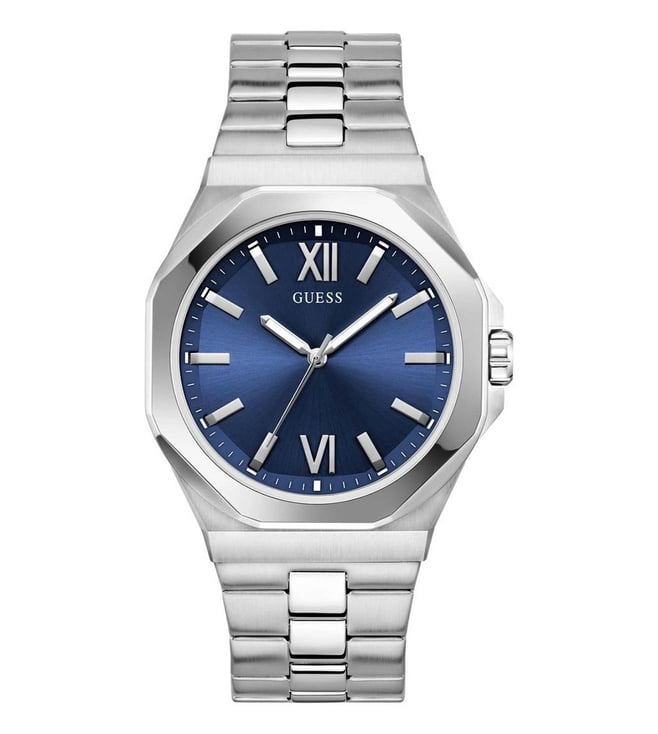 GUESS GW0849G1 Emperor Men's Quartz Analog Watch Blue Dial Silver-Tone Stainless Steel Bracelet