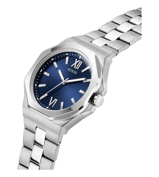 GUESS GW0849G1 Emperor Men's Quartz Analog Watch Blue Dial Silver-Tone Stainless Steel Bracelet