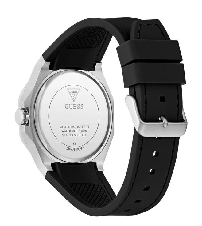 GUESS GW0850G2 Emperor Men's Quartz Analog Watch Black Dial Black Silicone Strap