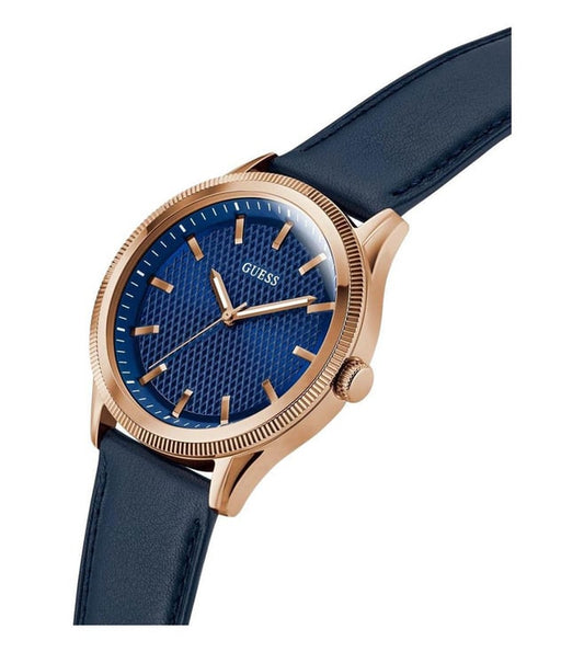 Guess GW0846G2 Men's Quartz Analog Watch Blue Dial Navy Leather Strap