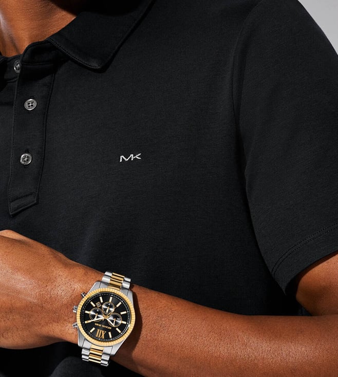 Michael Kors MK9207 Lexington Quartz Chronograph Black Dial Two-Tone Stainless Steel Men's Watch