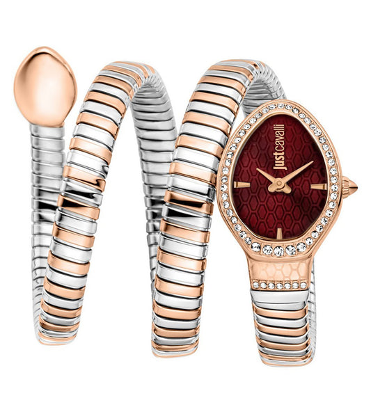 Just Cavalli JC1L372M0095 Carezza Women’s Red Dial Two-Tone Stainless Steel Watch
