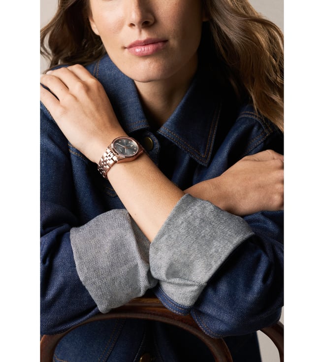 Fossil ES5459I Women's Quartz Day-Date Watch Grey Dial Rose Gold Stainless Steel Strap