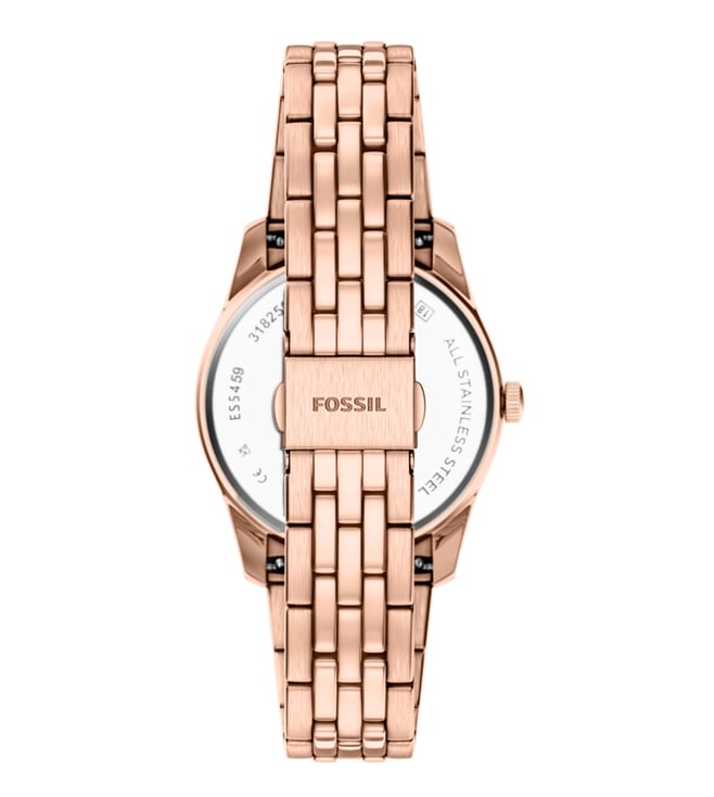 Fossil ES5459I Women's Quartz Day-Date Watch Grey Dial Rose Gold Stainless Steel Strap