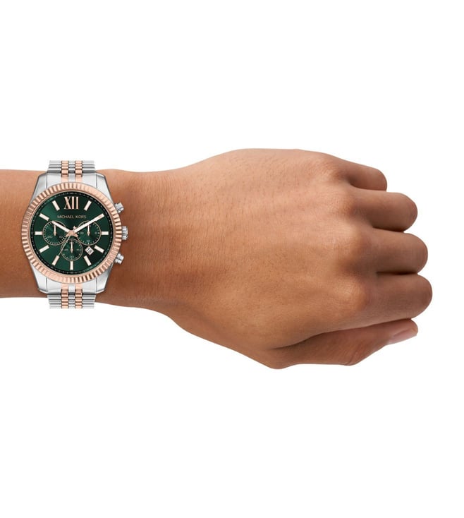 Michael Kors MK9265I Lexington Quartz Chronograph Green Dial Two-Tone Stainless Steel Men's Watch