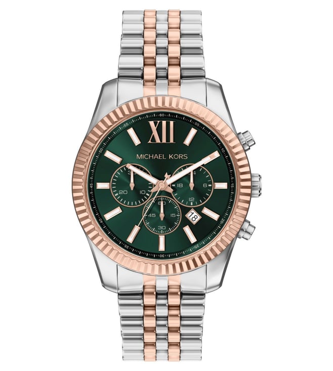 Michael Kors MK9265I Lexington Quartz Chronograph Green Dial Two-Tone Stainless Steel Men's Watch