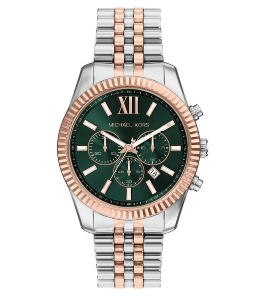 Michael Kors MK9265I Lexington Quartz Chronograph Green Dial Two-Tone Stainless Steel Men's Watch