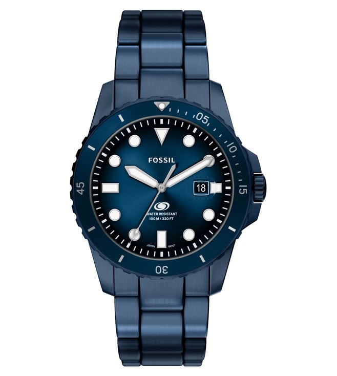 Fossil FS6166I Men's Quartz Chronograph Watch Blue Dial Silver Stainless Steel Strap