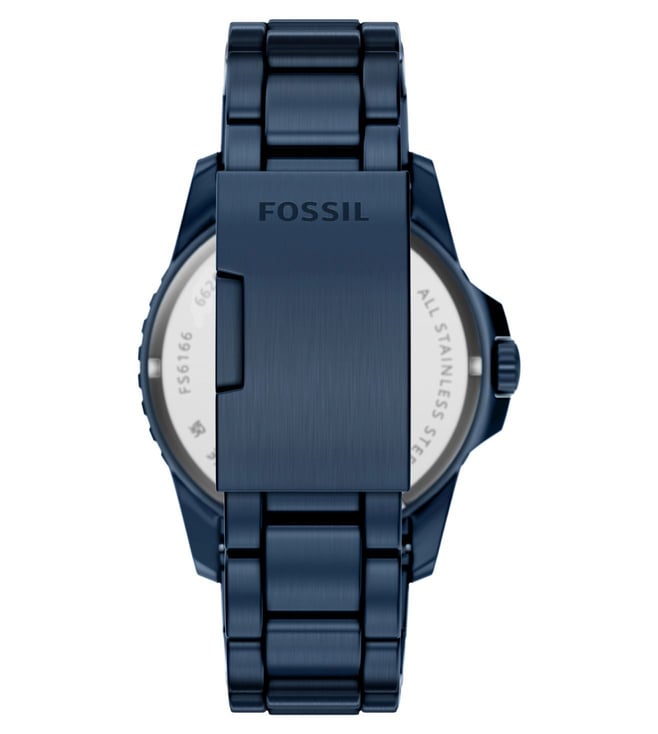 Fossil FS6166I Men's Quartz Chronograph Watch Blue Dial Silver Stainless Steel Strap