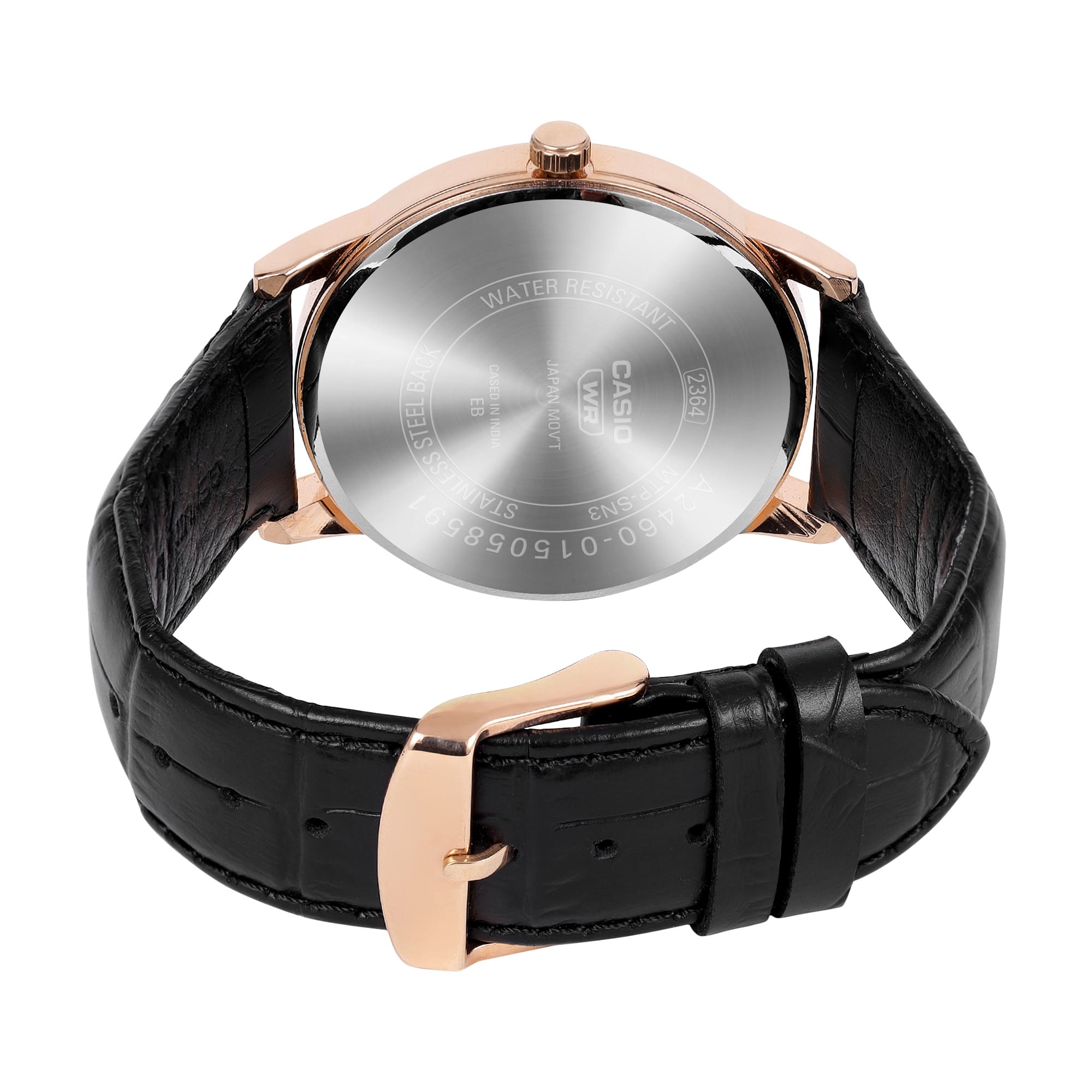 Casio A2461 Enticer Men’s Quartz Analog Watch with Black Dial, Black Leather Strap