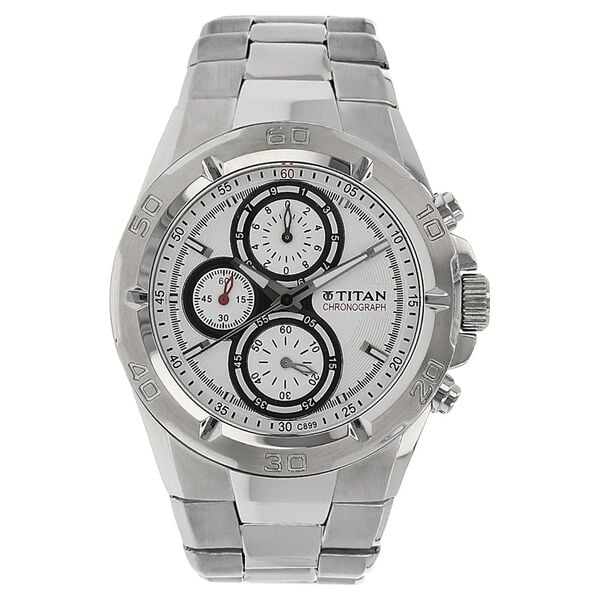 Titan 9308SM01 Octane Silver Dial Chronograph Analog Quartz Watch – Men