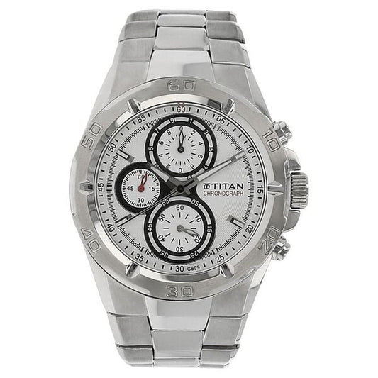 Titan 9308SM01 Octane Silver Dial Chronograph Analog Quartz Watch – Men