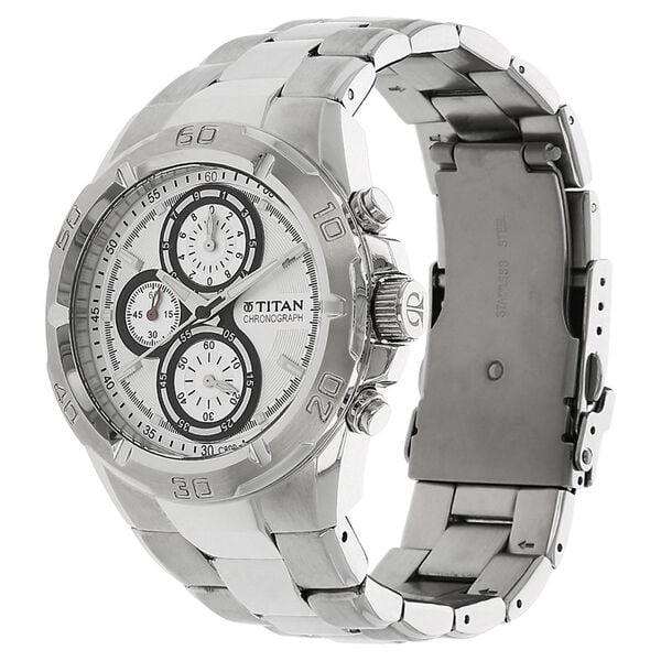 Titan 9308SM01 Octane Silver Dial Chronograph Analog Quartz Watch – Men