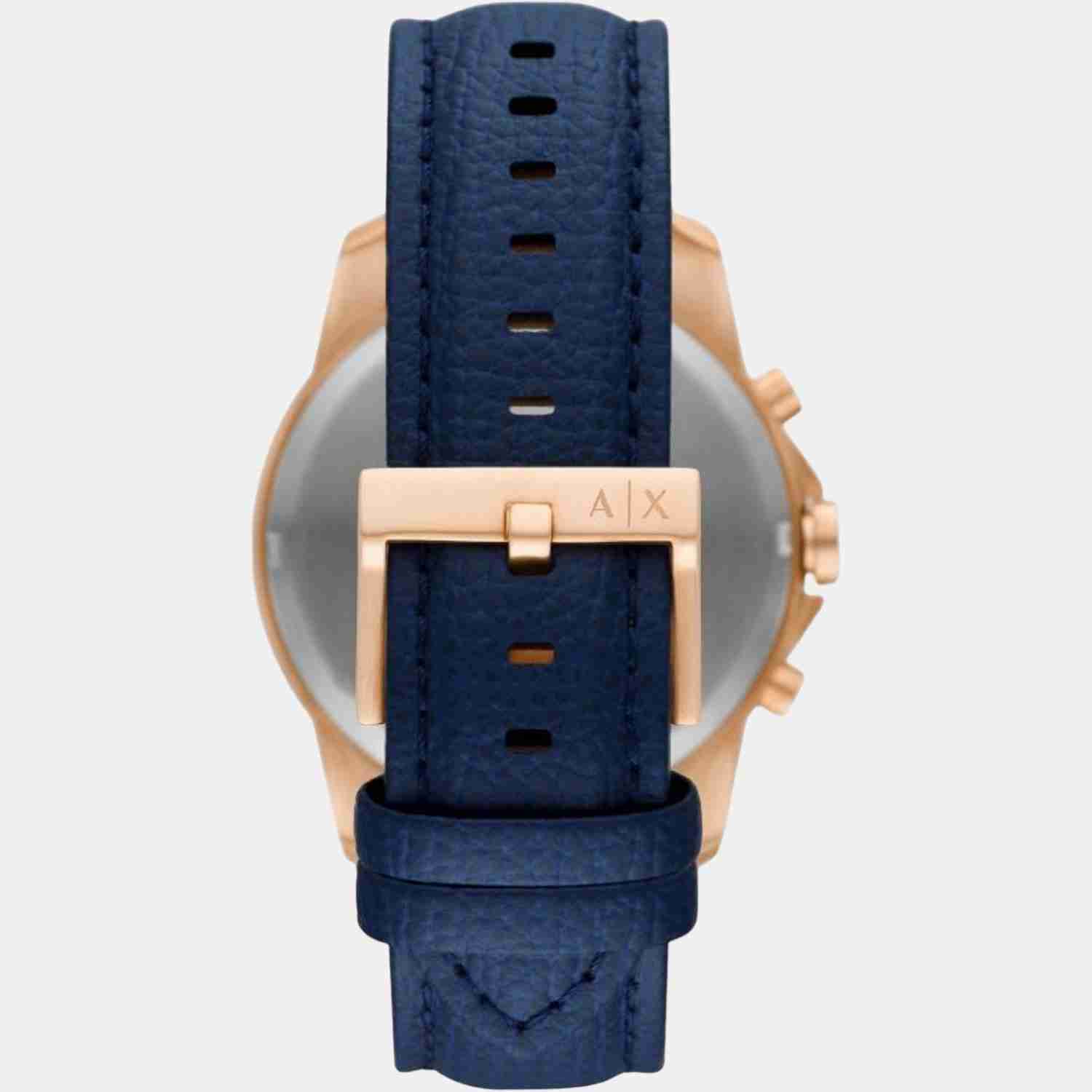 Armani Exchange AX1723I Men's Quartz Chronograph Watch Blue Sunray Dial Blue Leather Strap