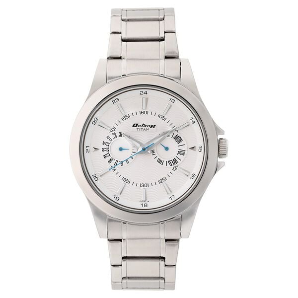 Titan NN9323SM01 Men’s Silver-Dial Multifunction Watch with Stainless Steel Strap