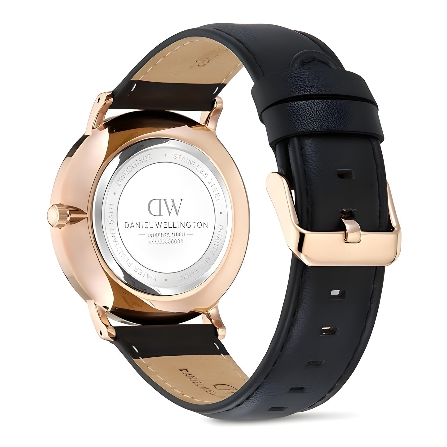 Daniel Wellington DW0DG1802 White Dial Men's Black Leather Analog Watch