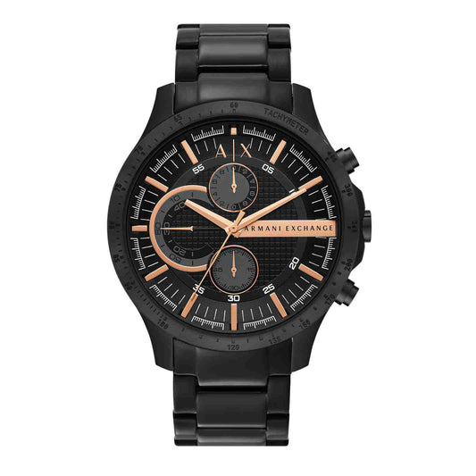 Armani Exchange AX2429I Men's Quartz Chronograph Watch Black CD Texture Dial Black Stainless Steel Bracelet