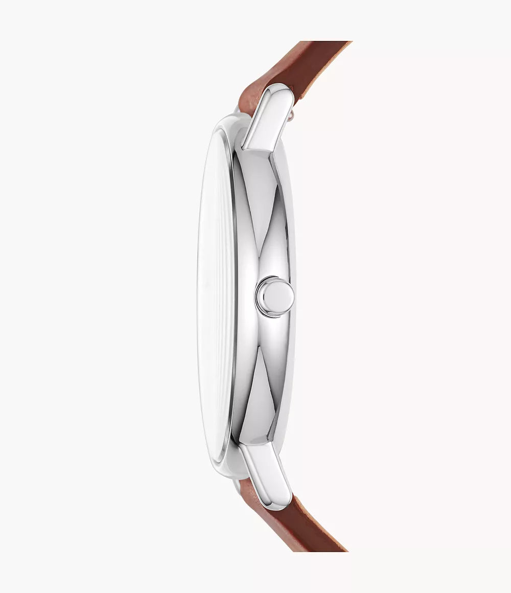 Skagen SKW6355 Signatur Quartz Deep Ocean Blue Dial Brown Leather Strap Men's Watch
