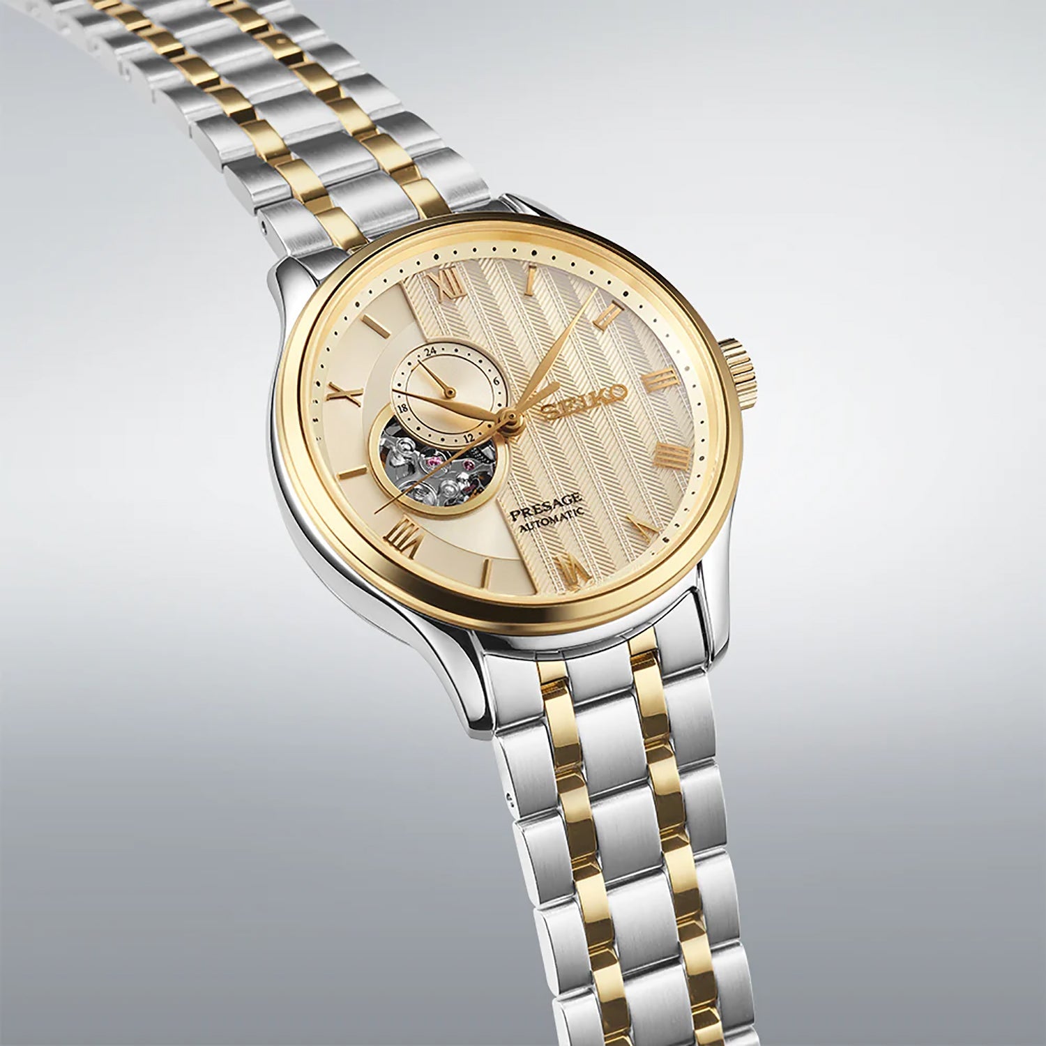 Seiko SSA464J1 Men Automatic Golden Dial Stainless Steel Presage Japanese Zen Gardens Watch
