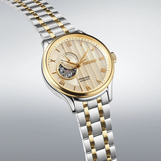 Seiko SSA464J1 Men Automatic Golden Dial Stainless Steel Presage Japanese Zen Gardens Watch