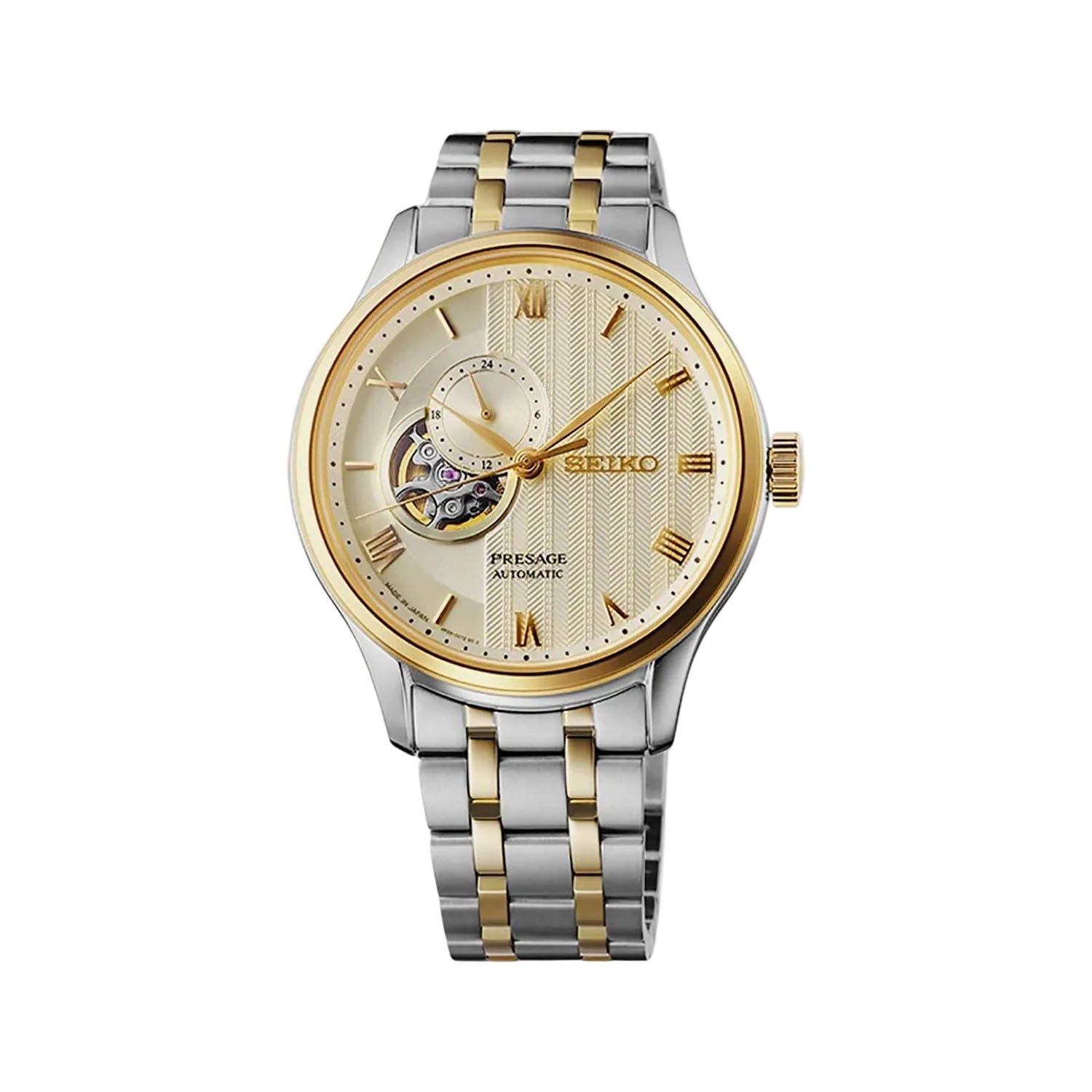 Seiko SSA464J1 Men Automatic Golden Dial Stainless Steel Presage Japanese Zen Gardens Watch
