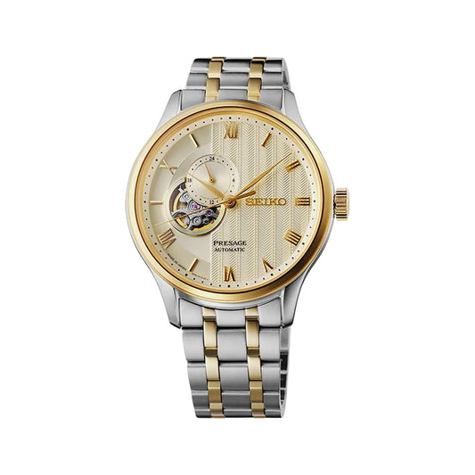 Seiko SSA464J1 Men Automatic Golden Dial Stainless Steel Presage Japanese Zen Gardens Watch